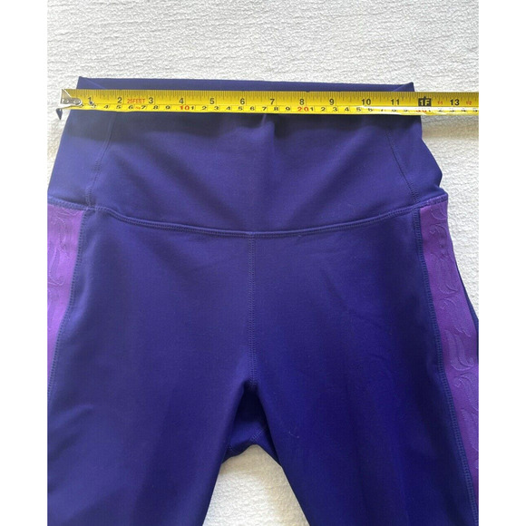 Fabletics Define PowerHold High Rise 7/8 Leggings Purple Side Stripe UPF Size XS - Picture 4 of 11